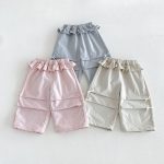 【80-130cm】パンツ 女の子 フリル リボン付き 無地 - 画像 (3)