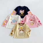 【80-130cm】長袖Tシャツ 女の子 カートゥーン レイヤード