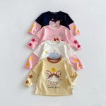 【80-130cm】長袖Tシャツ 女の子 カートゥーン レイヤード - 画像 (4)