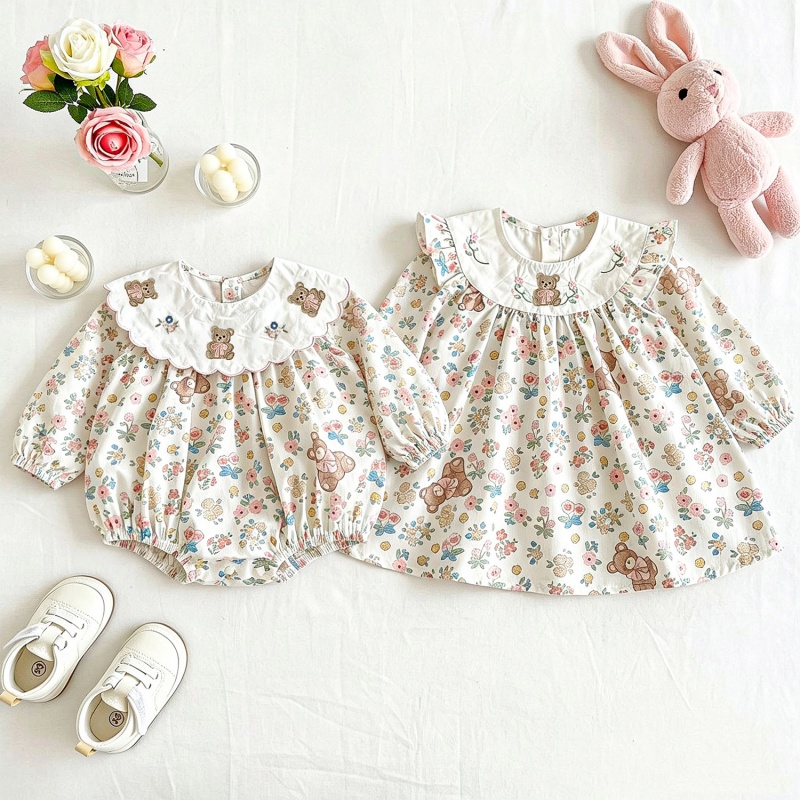 1064562581526 (8) 【66-110cm】ロンパースorワンピース ベビー 花柄 かわいい - 画像 (1)