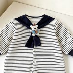 【66-90cm】カバーオール ベビー ボーダー柄 セーラーカラー - 画像 (5)