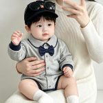【66-90cm】ロンパース ベビー ボウタイ シンプル - 画像 (7)