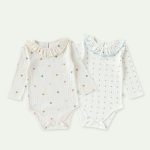 【66-90cm】ロンパース ベビー フリル 長袖 シンプル
