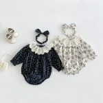 【66-90cm】ロンパース ベビー レース襟 小花柄 - 画像 (5)