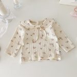【80-90cm】ロンパース ベビー リボン結び 小花柄 - 画像 (7)