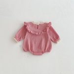 【66-90cm】ロンパース ベビー シボ生地 フリル襟 - 画像 (6)