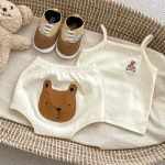 【66-110cm】セットアップ ベビー クマ刺繍 キャミソール - 画像 (6)