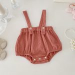 【80-90cm】ロンパース ベビー リボン結び 小花柄 - 画像 (8)