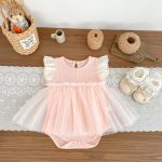 【66-90cm】ロンパース ベビー フリルスリーブ チュール - 画像 (3)