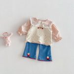 【73-120cm】トップスorパンツ ベビー どうぶつ刺繍 ニット - 画像 (4)