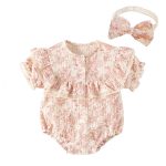 【59-90cm】ロンパース ベビー ブルー 花柄 - 画像 (4)