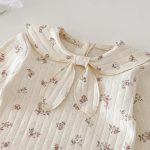 【80-90cm】ロンパース ベビー リボン結び 小花柄 - 画像 (9)