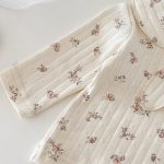 【80-90cm】ロンパース ベビー リボン結び 小花柄 - 画像 (10)