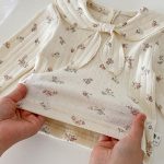 【80-90cm】ロンパース ベビー リボン結び 小花柄 - 画像 (11)