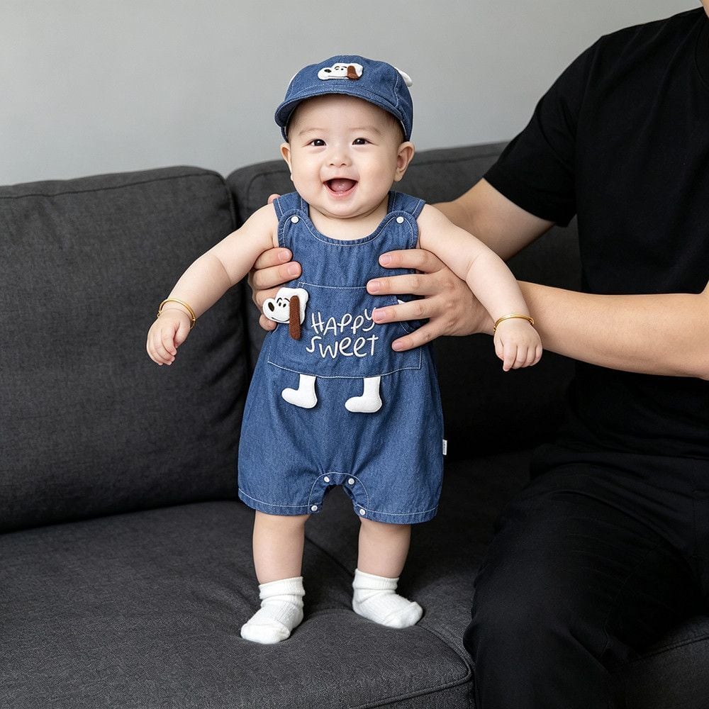 1738dc5839674a166c58b028c9171322.jpg 【66-90cm】ロンパース ベビー デニム カートゥーン - 画像 (1)