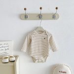 【66-90cm】ロンパース ベビー 熊柄ボーダー シンプル - 画像 (8)