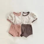 【73-100cm】セットアップ ベビー パフスリーブ 小花柄