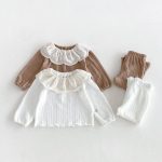 【73-100cm】セットアップ ベビー フリル襟 無地 - 画像 (2)