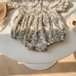 【66-130cm】ロンパース or ワンピース ベビー 小花柄 折り襟 - 画像 (22)