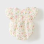 【73-90cm】ロンパース ベビー パフスリーブ 花柄 - 画像 (4)