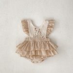 【66-90cm】ロンパース ベビー 花刺繡 フリル - 画像 (5)