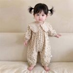 【66-90cm】オールインワン ベビー フラワー柄 折り襟 - 画像 (6)