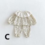 【73-100cm】セットアップ ベビー フリル襟 総柄 - 画像 (6)