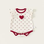【66-90cm】ロンパース ベビー レッドハート フリル