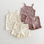 【80-120cm】セットアップ ベビー フリル付き キャミソール - 画像 (2)