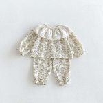 【73-100cm】セットアップ ベビー フリル襟 総柄 - 画像 (14)