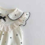 【66-90cm】ロンパース ベビー フリル ドット リボン付き - 画像 (10)