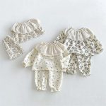 【73-100cm】セットアップ ベビー フリル襟 総柄 - 画像 (13)