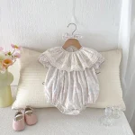 【66-90cm】ロンパース ベビー レース襟 小花柄 - 画像 (10)