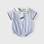 【66-90cm】ロンパース ベビー セーラー風 ブルー - 画像 (2)