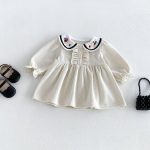 【73-110cm】ワンピース ベビー 折り襟 トレンド - 画像 (2)