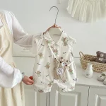 【66-90cm】ロンパース ベビー 熊プリント お出かけに - 画像 (2)