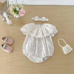 【66-90cm】ロンパース ベビー レース襟 小花柄 - 画像 (12)