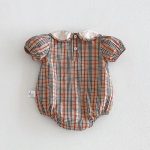 【66-90cm】ロンパース ベビー レトロ チェック柄 - 画像 (5)