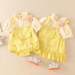 【66-90cm】キイロロンパース＆ブラウス ベビー 可愛い ドーパミン風 - 画像 (4)