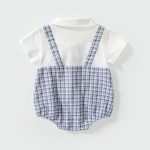 【73-90cm】ロンパース ベビー レイヤード クマ チェック - 画像 (3)
