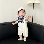 【66-90cm】ロンパース ベビー クマロゴ セーラー - 画像 (5)