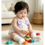 【66-90cm】ロンパース ベビー ドット キャミソール - 画像 (7)