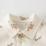 【66-90cm】ロンパース ベビー 熊プリント お出かけに - 画像 (5)