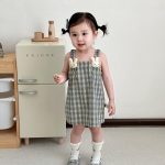 【100-110cm】ワンピース ベビー ウサギ チェック キャミソール - 画像 (8)