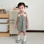 【100-110cm】ワンピース ベビー ウサギ チェック キャミソール - 画像 (7)