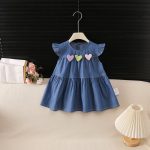 【80-120cm】ワンピース ベビー デニム フリル - 画像 (5)