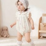 【66-90cm】ロンパース ベビー ハート ドット フリル