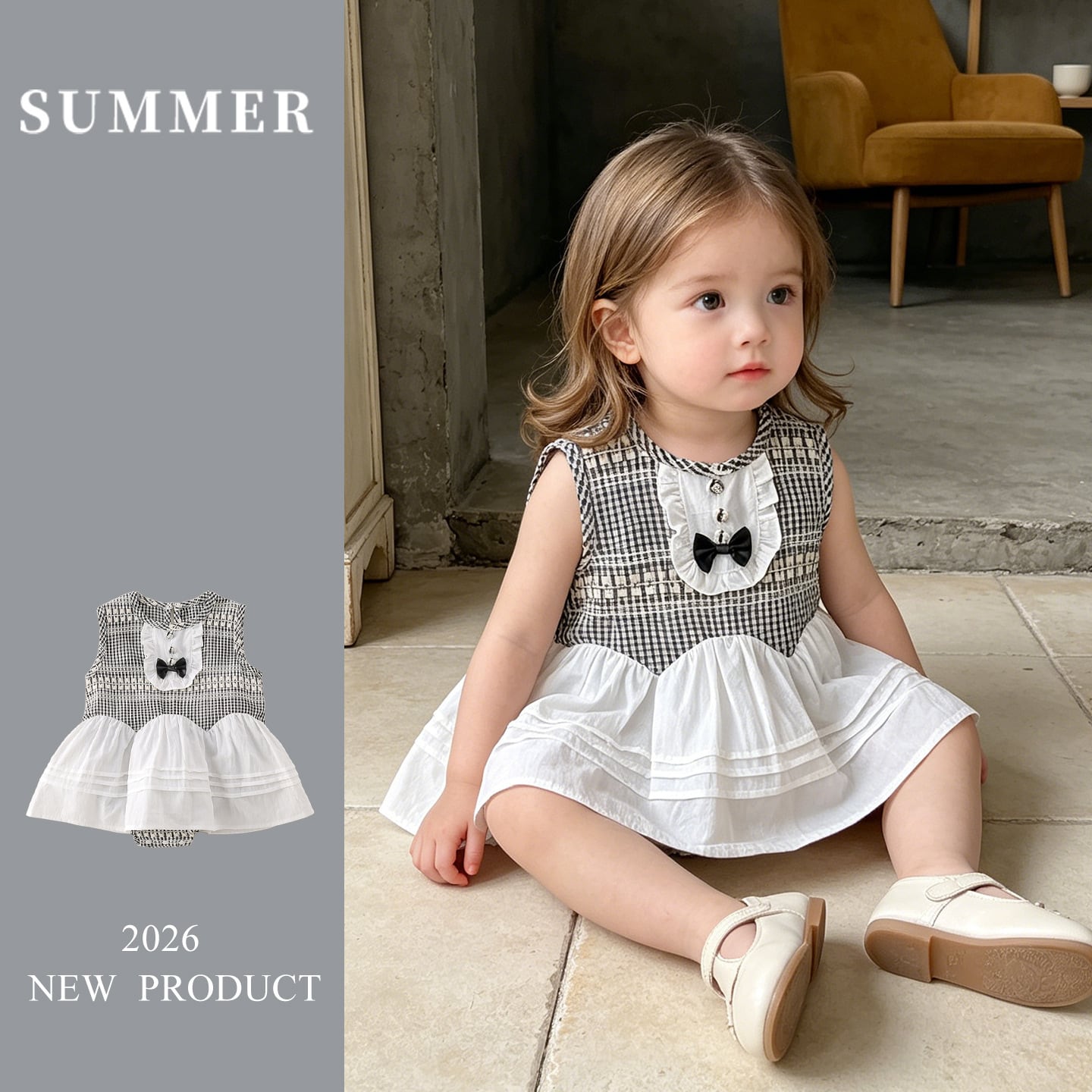 3a947b9bc2746d288a6831ee4060868e.jpg 【66-90cm】ロンパース ベビー チェック プリンセス - 画像 (1)