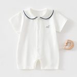 【66-90cm】ロンパース ベビー クジラロゴ 折り襟 - 画像 (5)