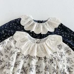 【66-90cm】ロンパース ベビー レース襟 小花柄 - 画像 (12)